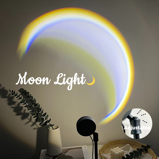 USB Moon & Sunset Lamp – LED Rainbow Neon Projector مصباح القمر والغروب USB - بروجيكتور ليد نيون رينبو